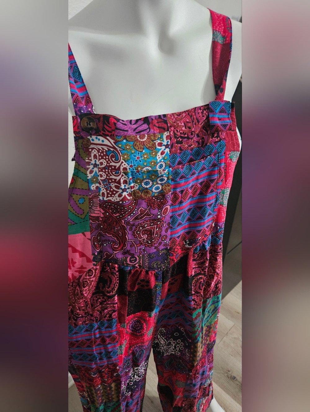 Women Summer Boho Floral Loose Wide Leg Overall Jumpsuits with Pockets Size XL - Picture 9 of 12